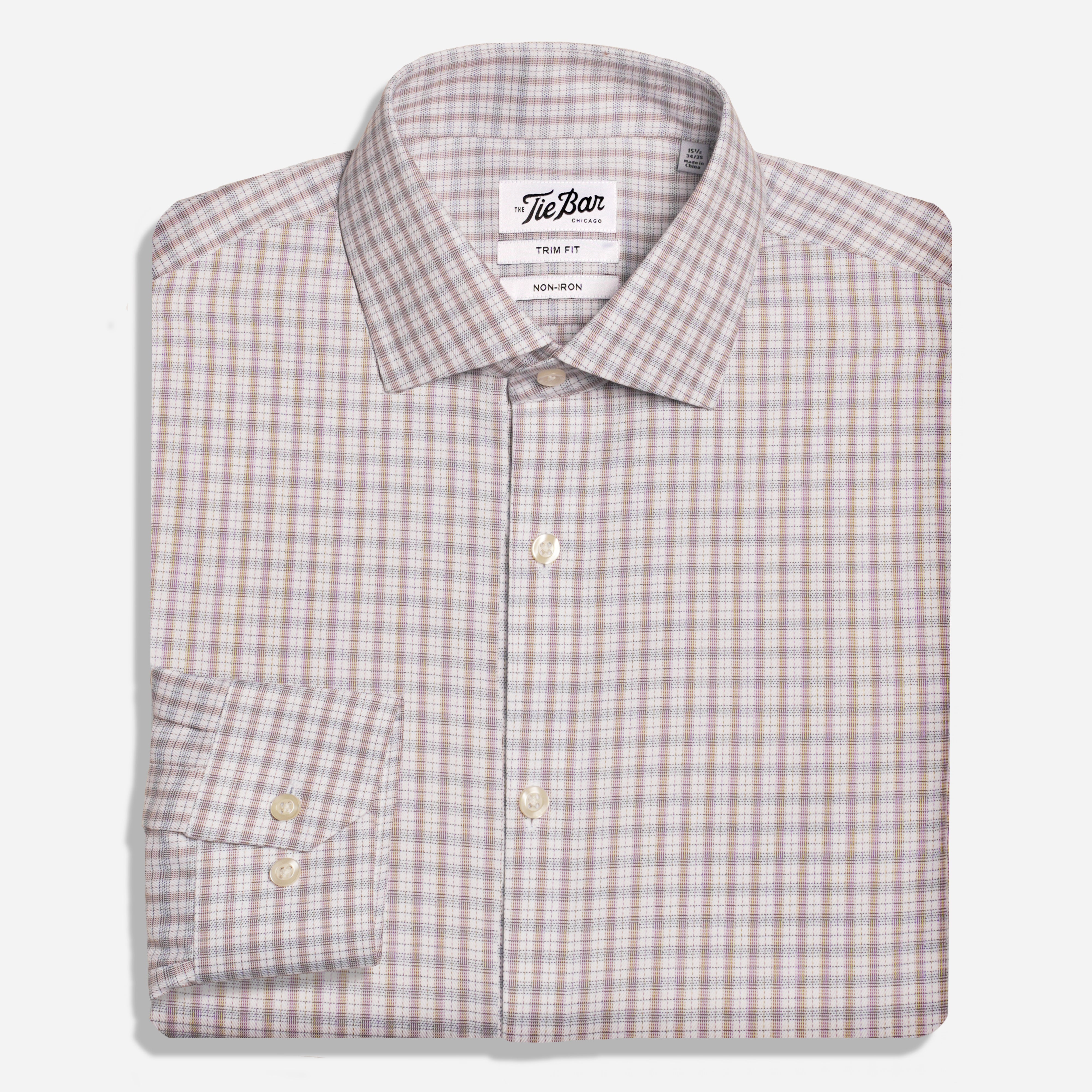 Image of Pinpoint Check Blue and Brown Non-Iron Dress Shirt