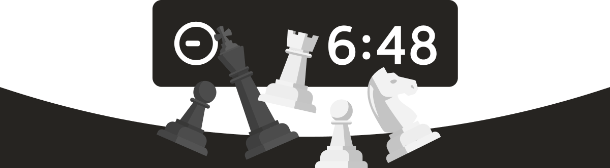 chess pieces and clock