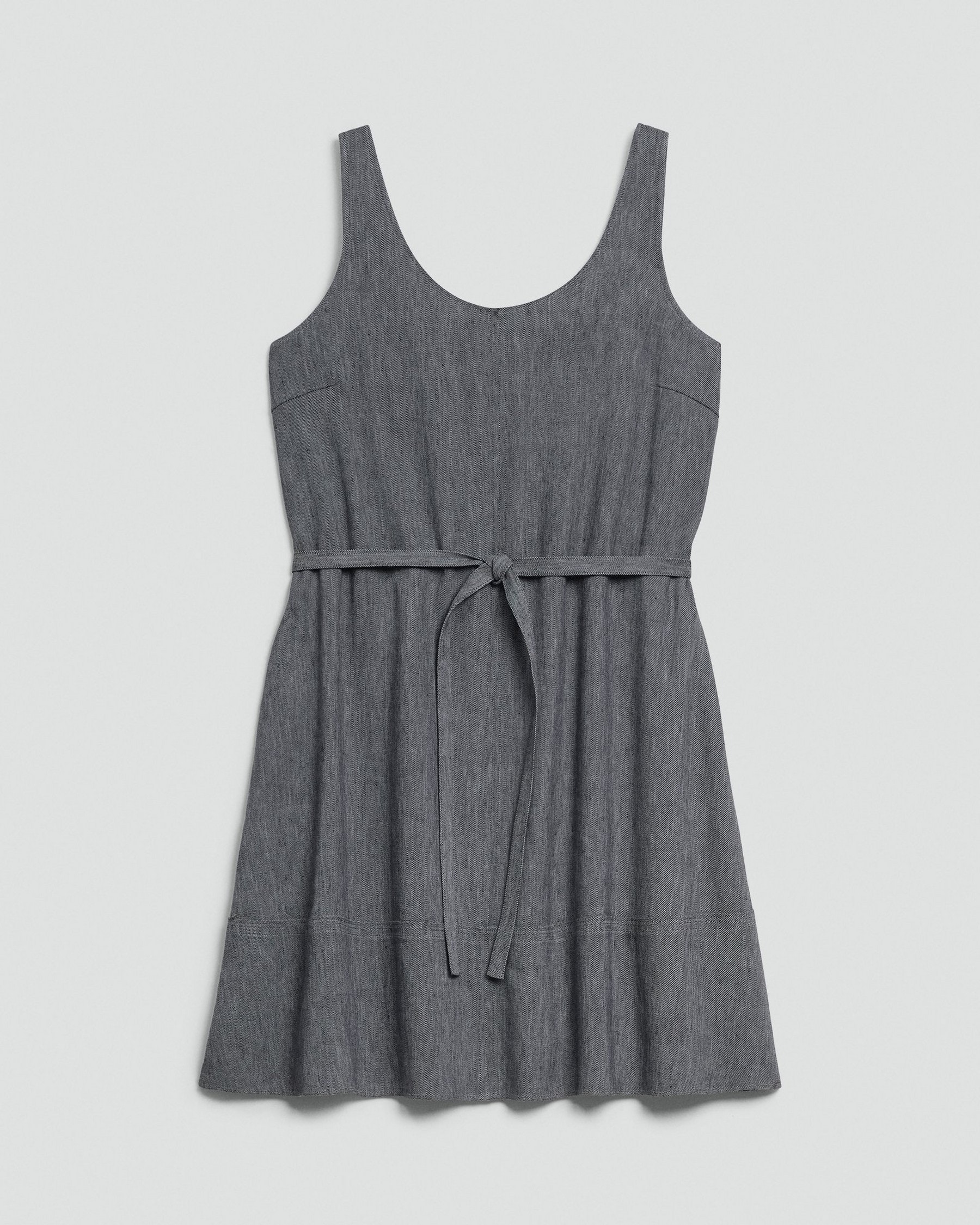 Fit-and-Flare Tank Dress in Fluid Linen