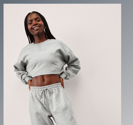 LuxeFleece Cropped Sweatshirt in Light Heather Gray