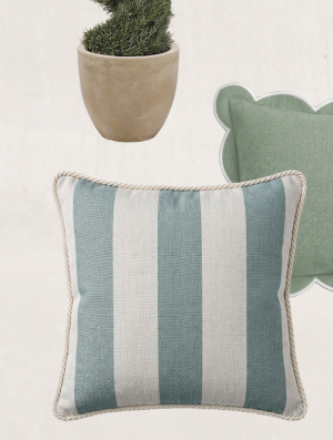 Shop Orion Teal Green Sunbrella Cabana Stripe Indoor Outdoor Throw Pillow 