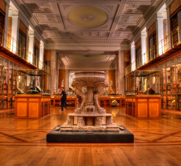 Photograph of the Enlightenment Gallery (Room 1) in the British Museum.