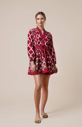 Ada Kimono Short Dress Red