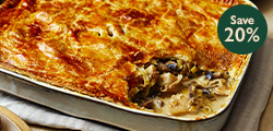 Celeriac, mushroom & Cheddar pie