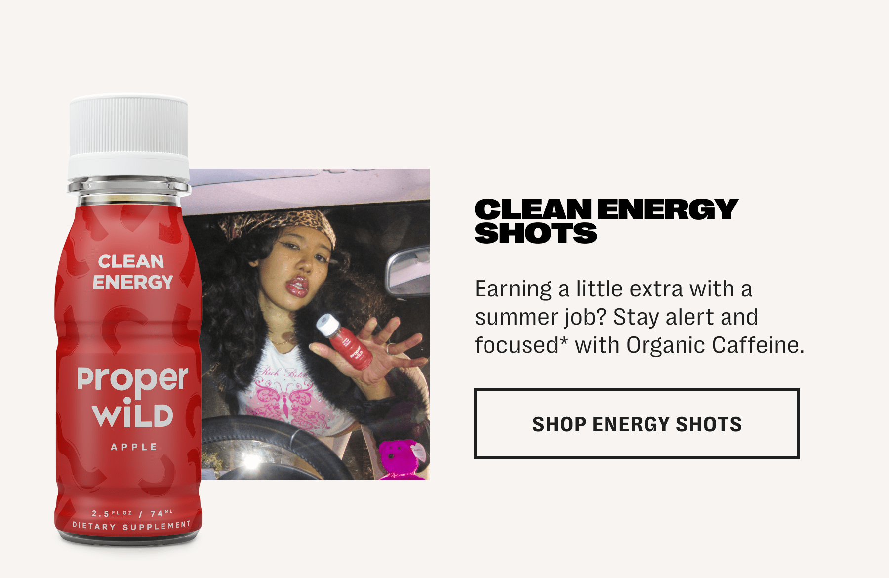 clean energy shots - earning a little extra with a summer job? stay alert and focused* with organic caffeine. - shop energy shots