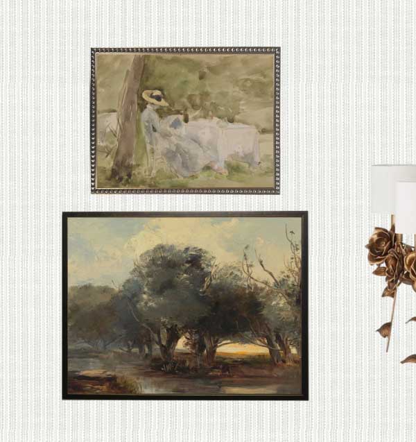 Ashford Updated Traditional Sage Landscape Gallery Wall Art - Set of 2