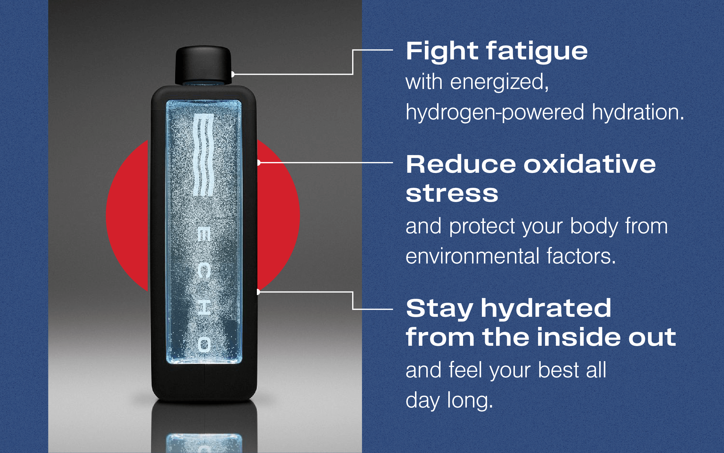 Fight fatigue, Reduce oxidative stress, Stay hydrated from the inside out. 