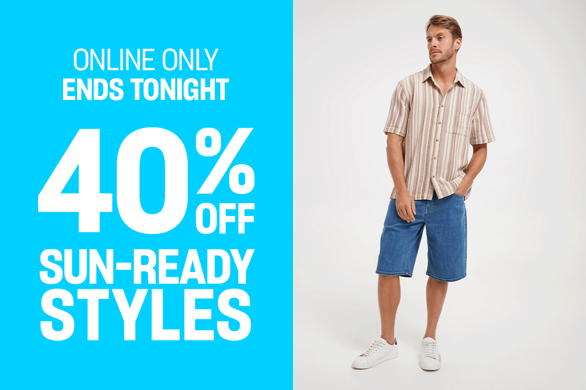 Online only, ends Monday. 40% off sun-ready styles