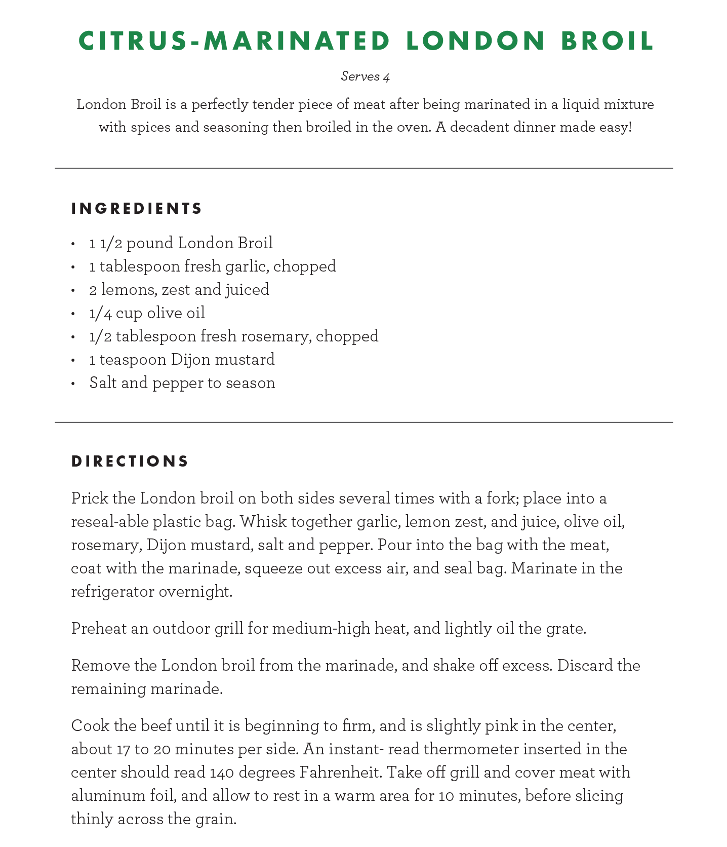Mollie's Cook Book: Citrus-Marinated London Broil