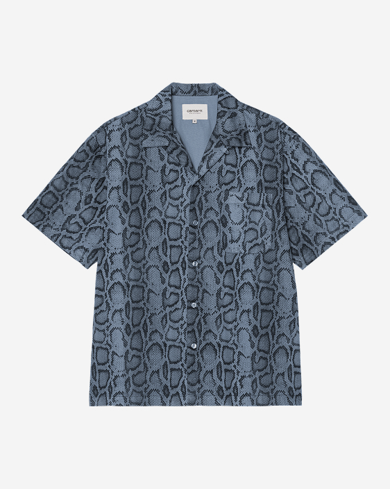 Carhartt WIP Short Sleeve Snake Camo Shirt | Velvet Blue (Garment Dyed)