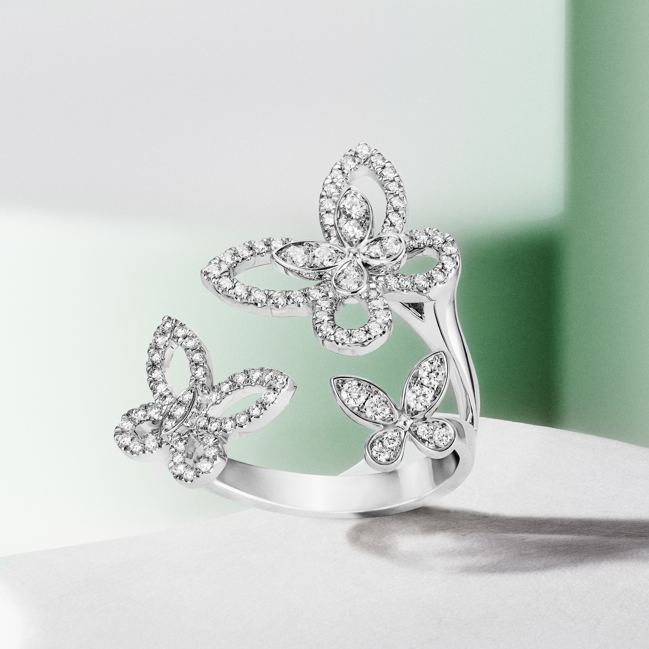 Graff Triple Butterfly Silhouette Diamond Ring