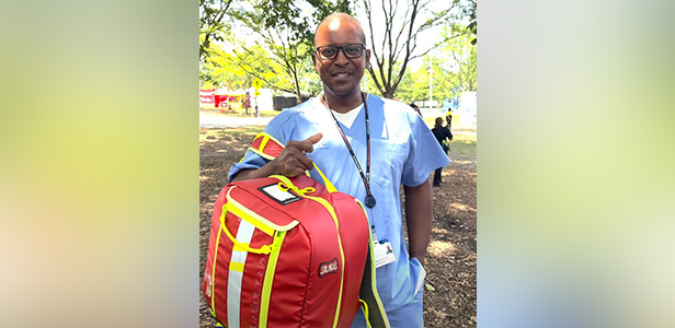Emergency medicine nurse at the Philadelphia Fan Fest.