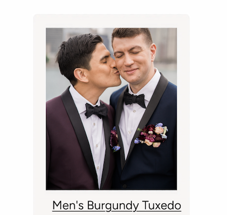 Men's Burgundy Tuxedo, $378