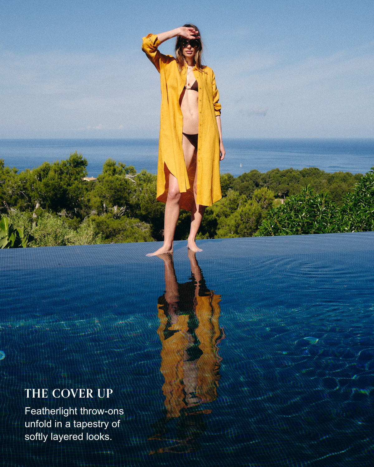 The cover up. Featherlight throw-ons unfold in a tapestry of softly layered looks.