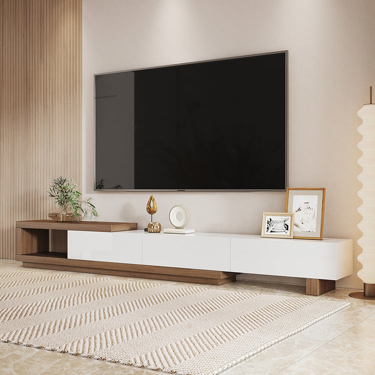 Quoint 71"-100" Extendable TV Stand with 3 Drawers