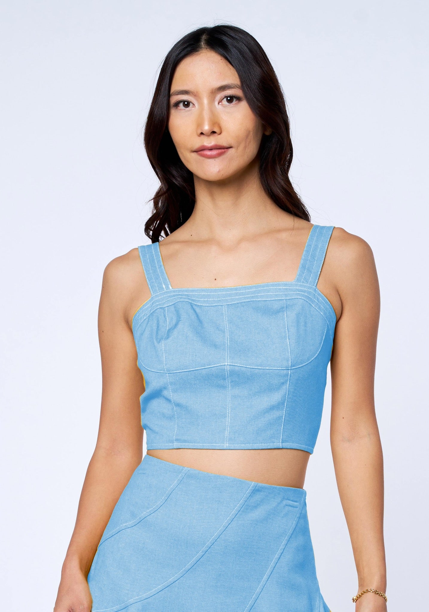 Image of Sabine Topstitch Denim Tank Top