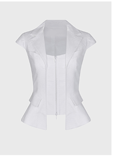 White Structured Top With Attached Vest Detail