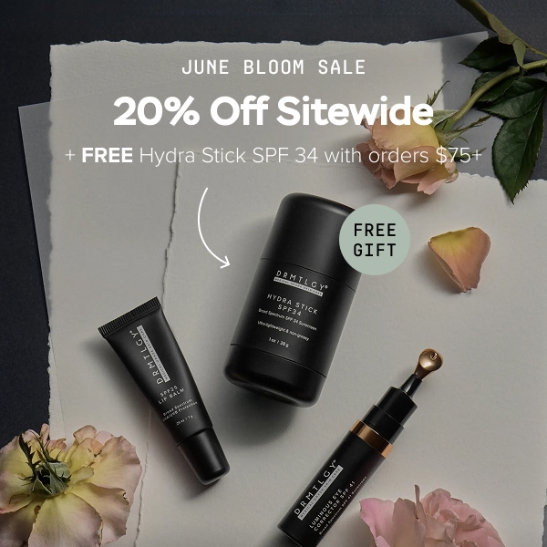 June Bloom Sale: 20% Off Sitewide + Free Hydra Stick SPF 34 on $75+