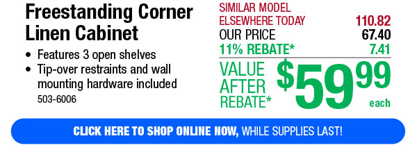 Freestanding Corner Linen Cabinet - Free Shipping To Store!