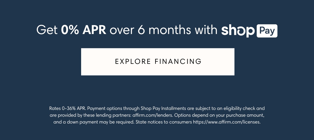 Get 0% APR over 6 months with Shop Pay