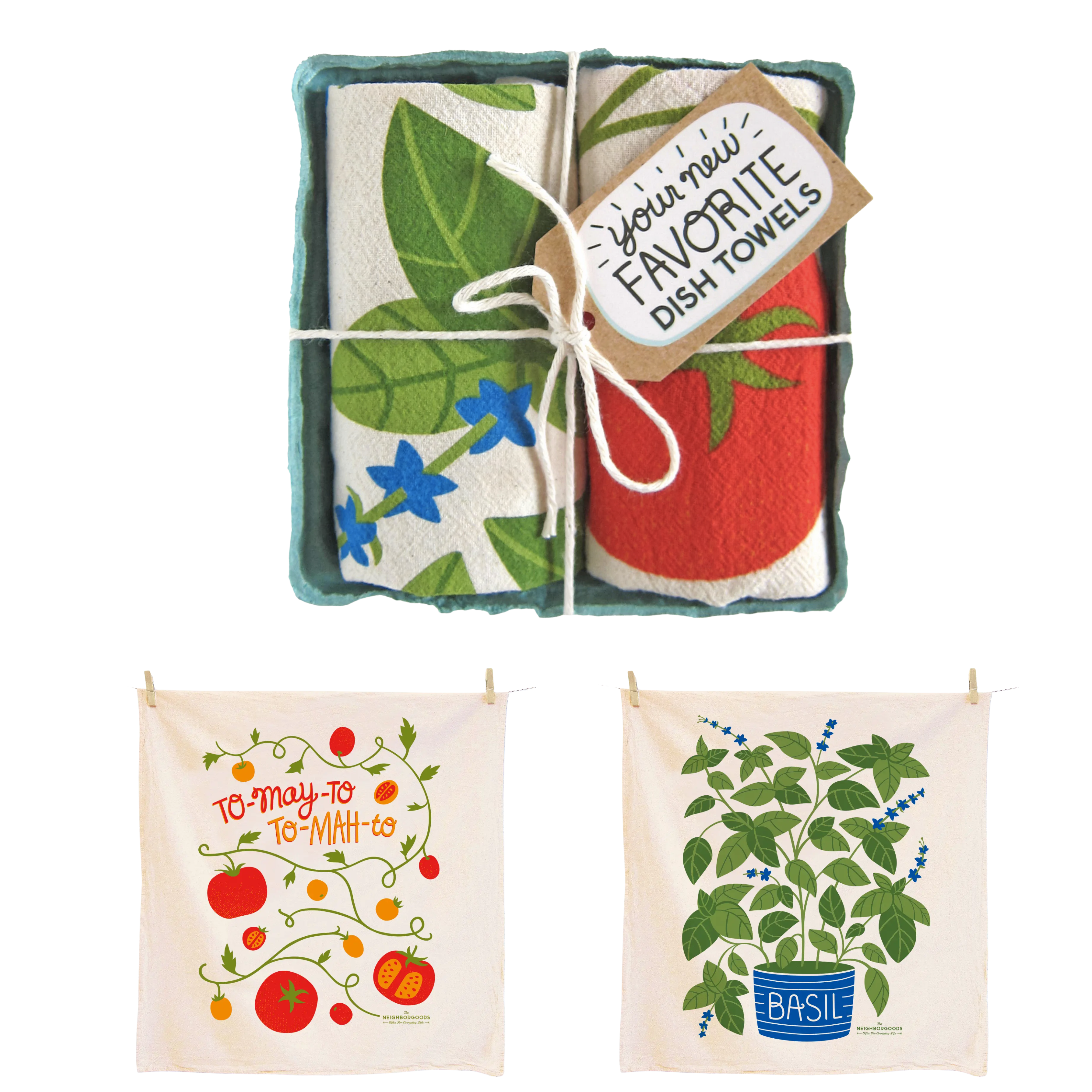 Image of Tomato Basil - Dish Towel Set of 2