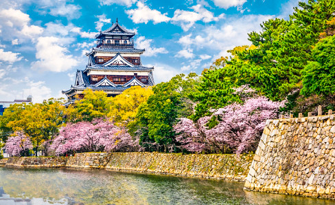 Castle Trees Moat Walls Hiroshima