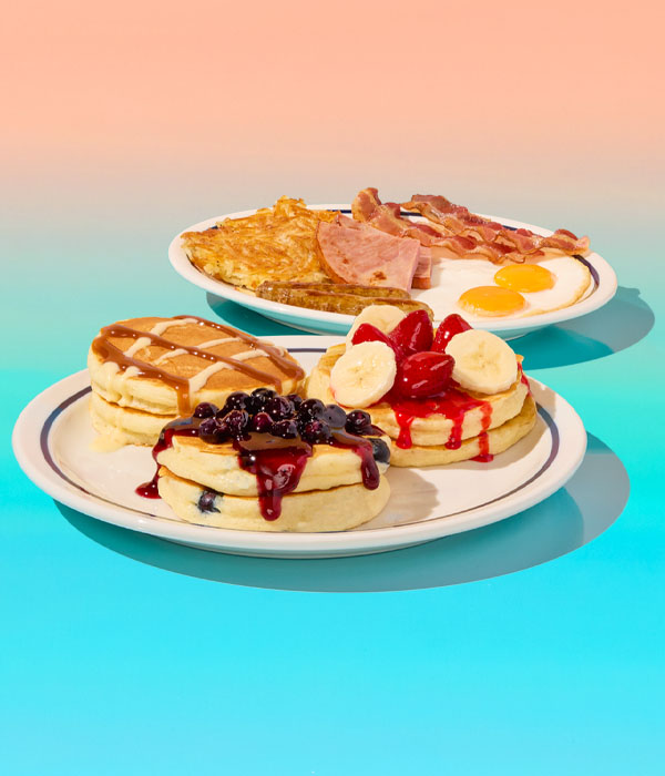 Pancake Flight BreakFEAST featured on a gradient background