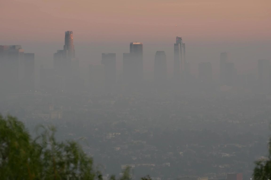 Bad air quality seen over a Los Angeles cityscape
