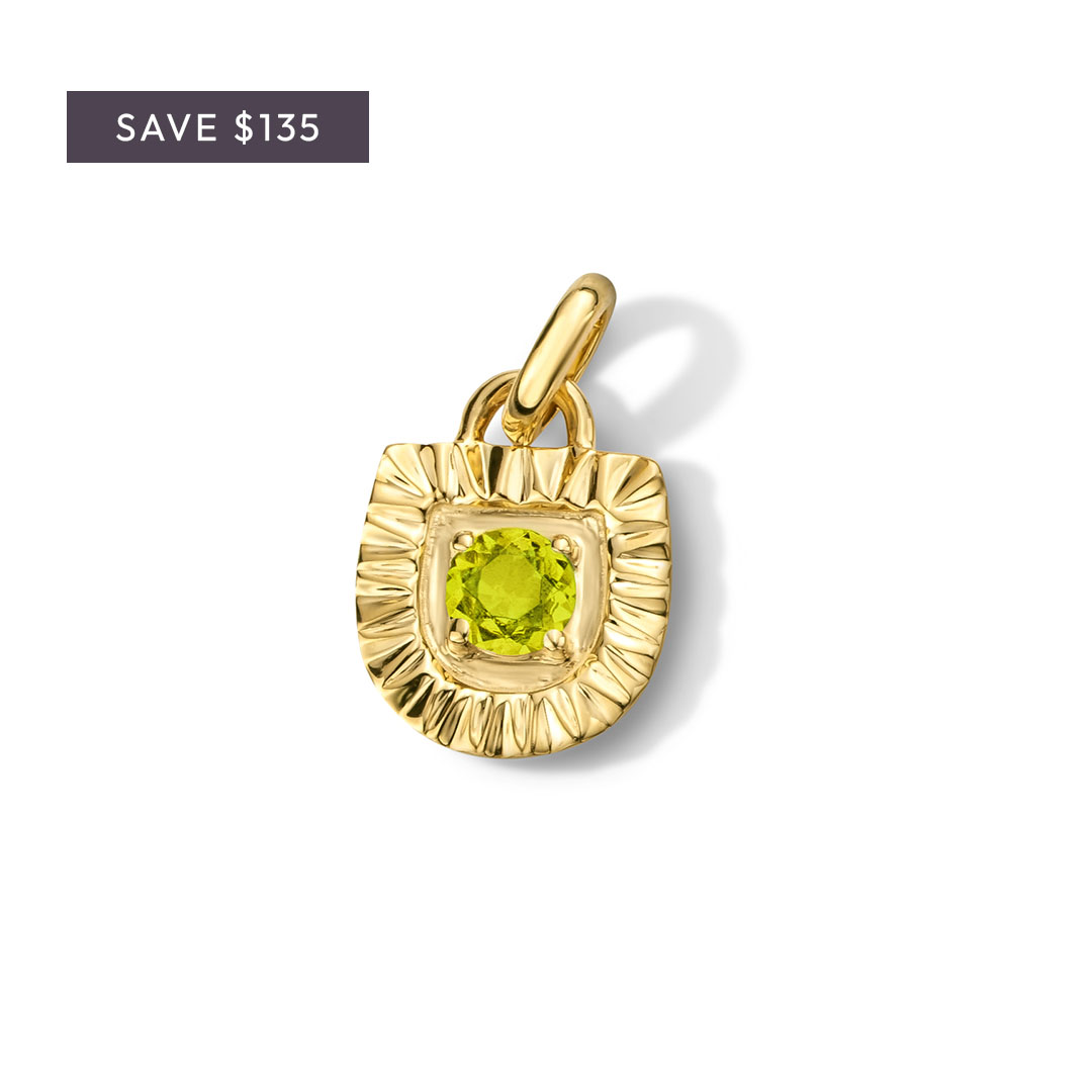 Peridot Shield Sunburst Charm