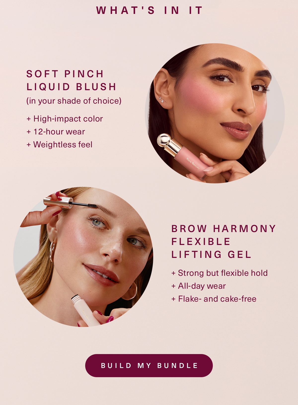 What's in the bundle- Full-Size Liquid Blush + Clear Brow Gel 