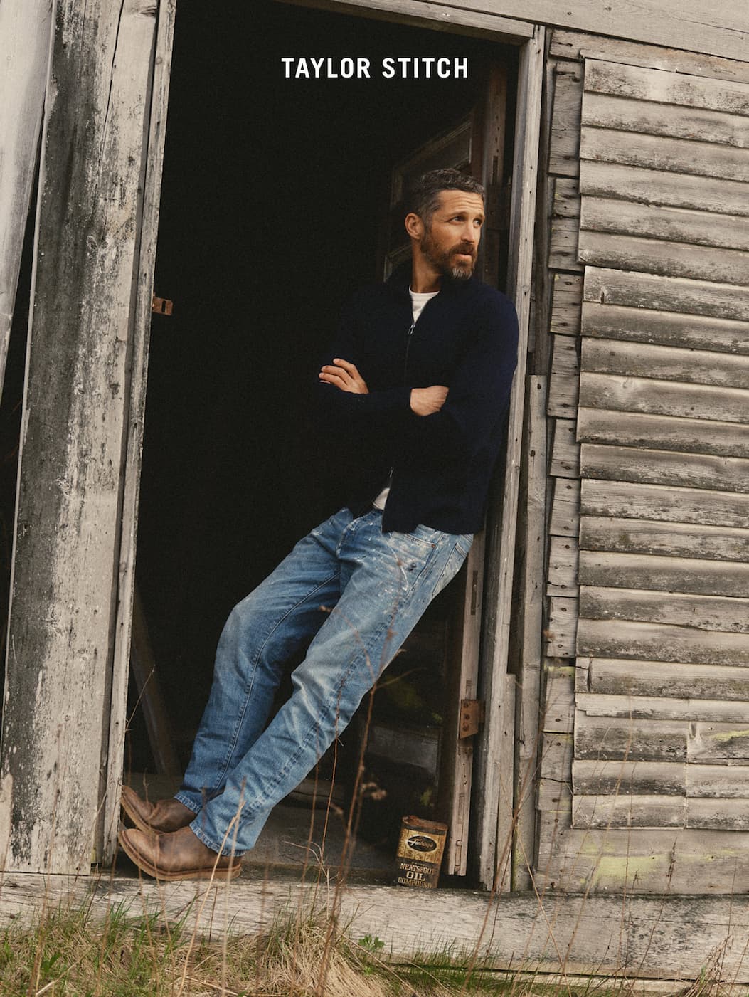 The Portola Sweater Jacket in Midnight Merino from Taylor Stitch