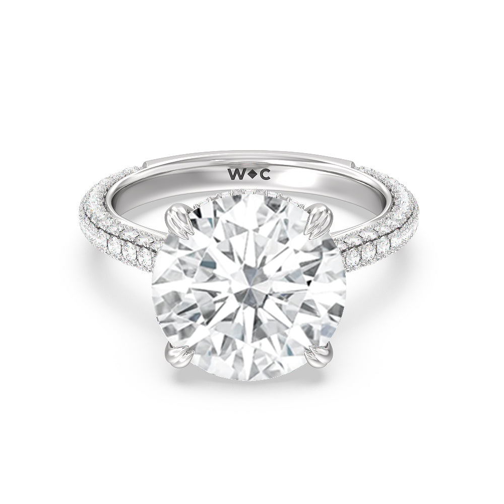 Image of Elegance Diamond Studded Gallery Hidden Halo Engagement Ring