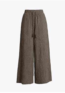 Embroidered Wide Leg Palazzo Pants