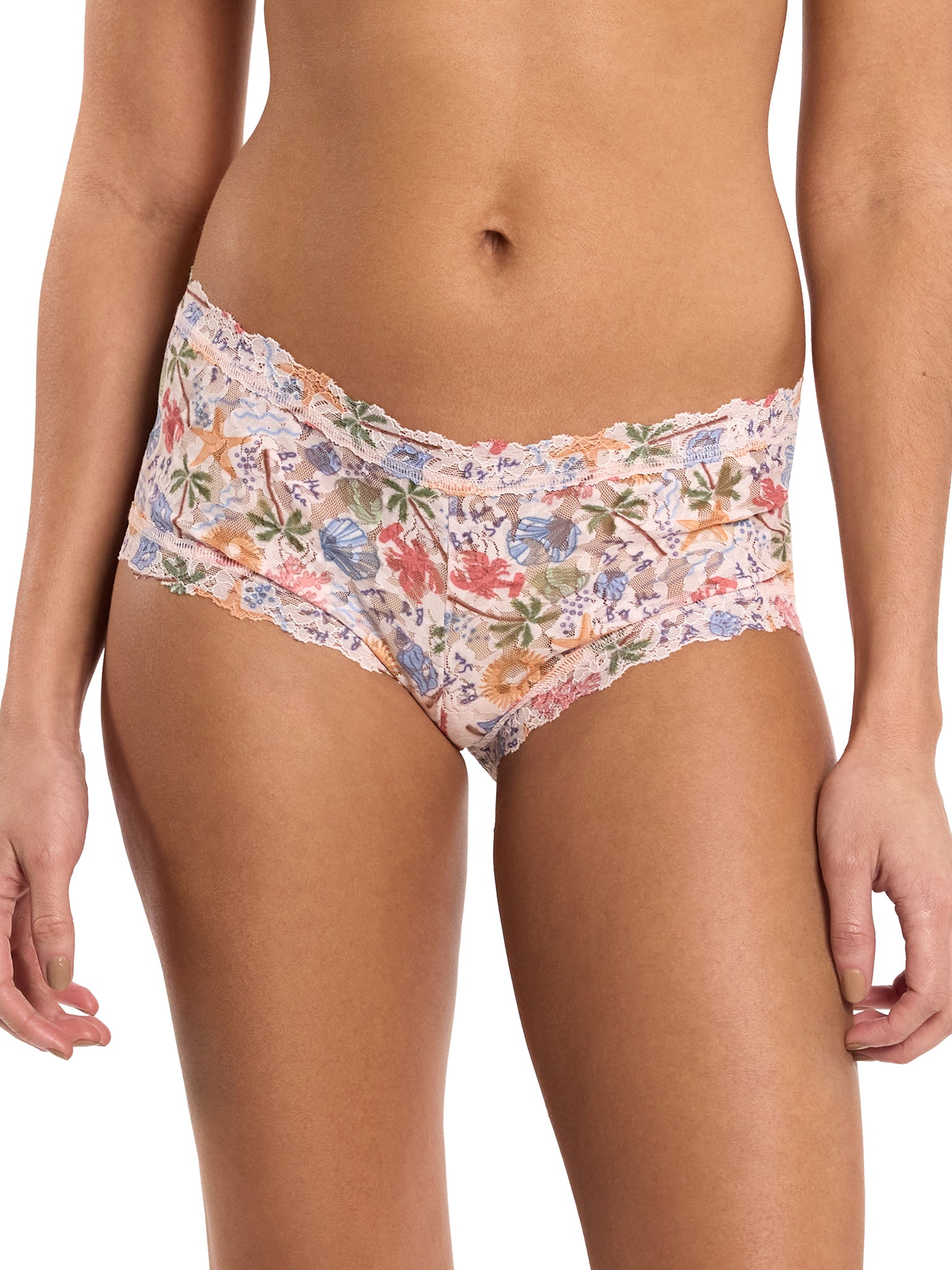 Image of Printed Signature Lace® Boyshort By The Sea Beige Sale