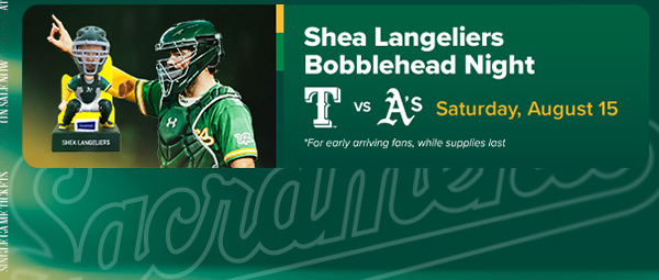 Shea Langeliers Bobblehead - Saturday, August 15 - Buy Tickets!