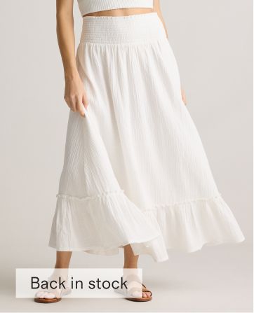 100% Organic Cotton Gauze Smocked Maxi Skirt