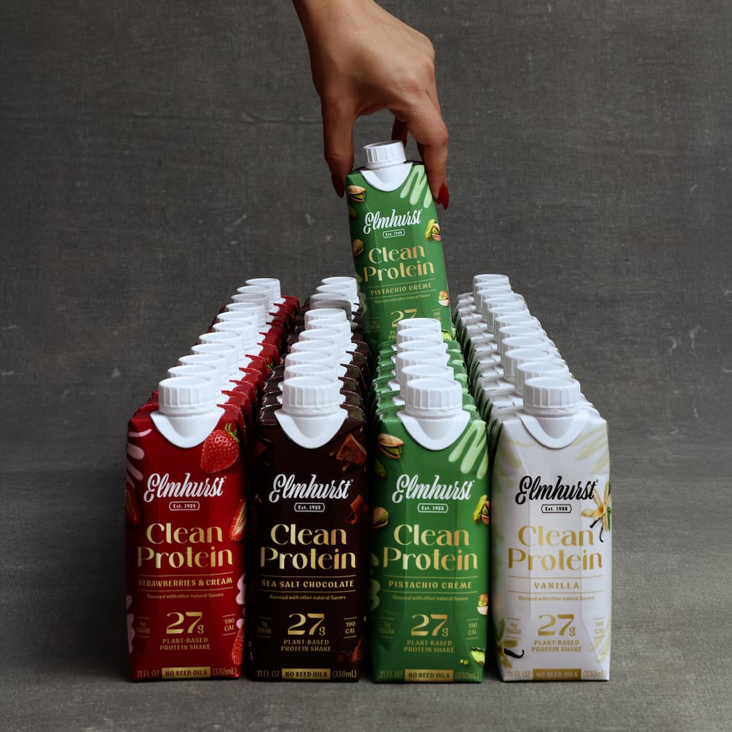Clean Protein Variety Pack - Image featuring a lineup of each flavor including Strawberries & Cream, Sea Salt Chocolate, Pistachio Crème, and Vanilla