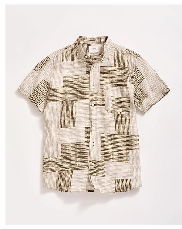 Short Sleeve Brick Patchwork Tuscumbia Shirt Button Down