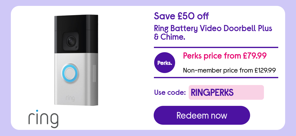 Save £50 on Ring Battery Video Doorbell Plus & Chime