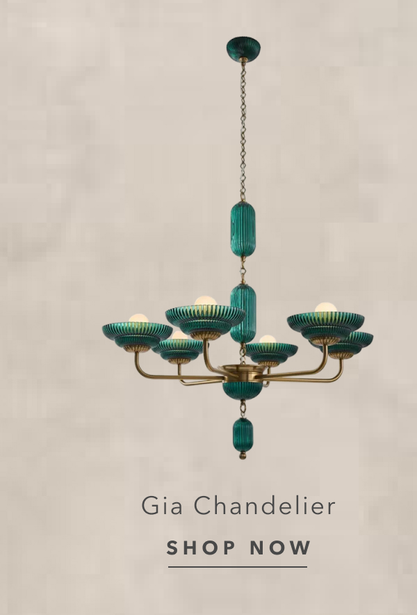 Gia Traditional Green Reeded Glass Chandelier