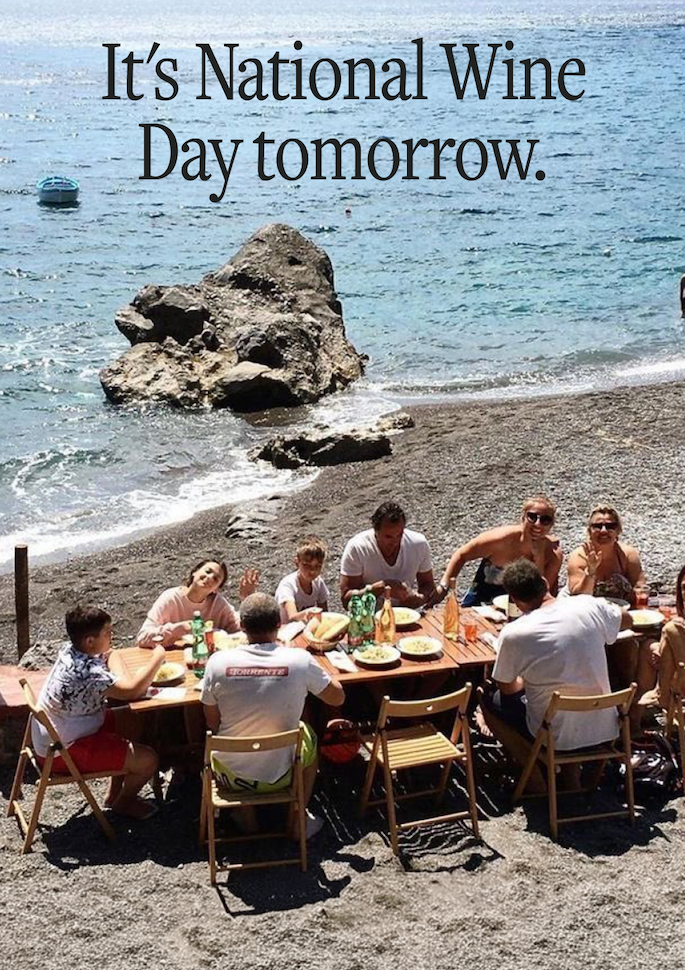 It's National Wine Day tomorrow.