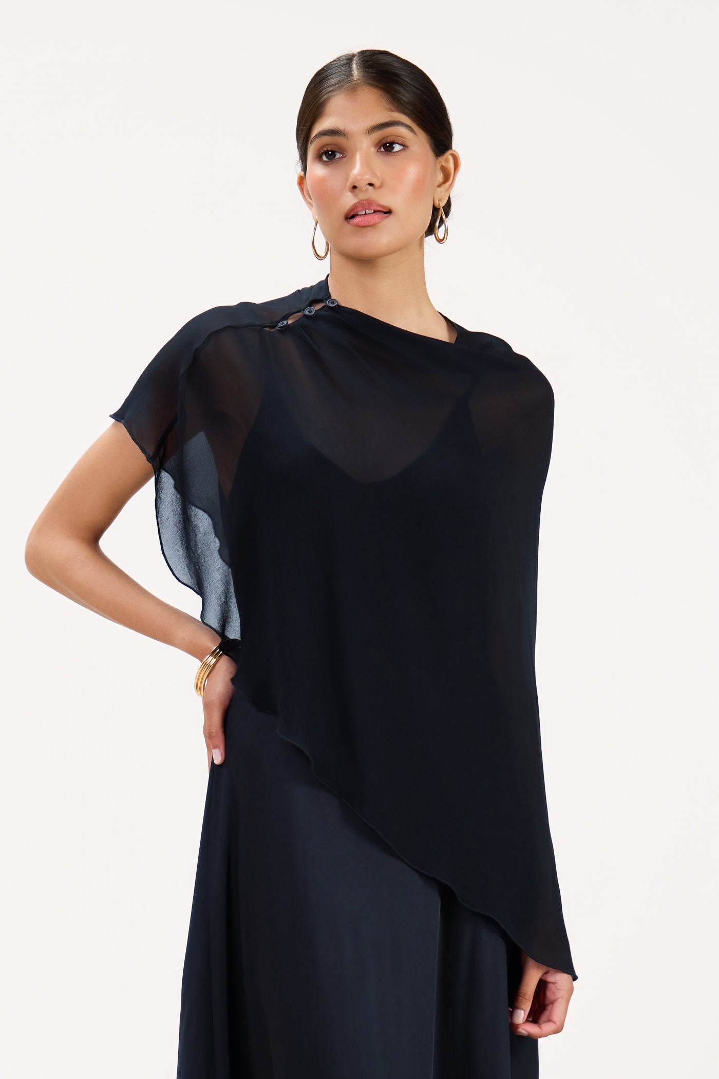 Image of Lumi Asymmetric Poncho | Navy