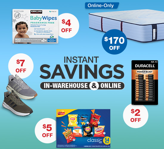 Member Only Savings in Warehouse and online