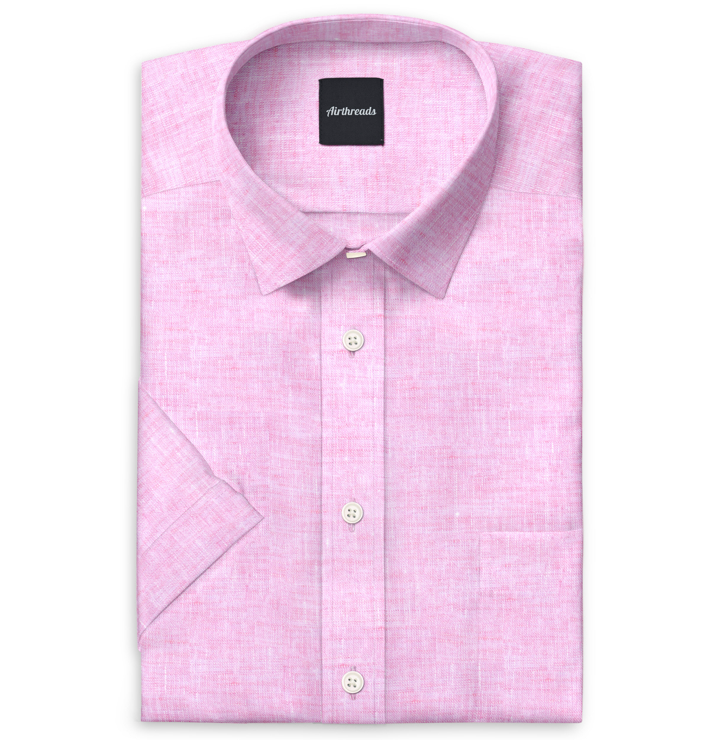 Image of Short Sleeve Linen Shirt in Pink