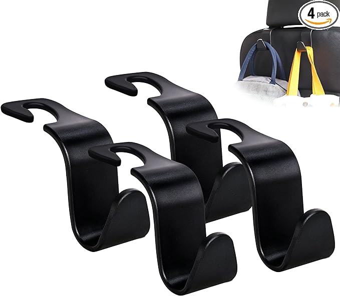 Amooca Car Seat Headrest Hooks, 4-Pack