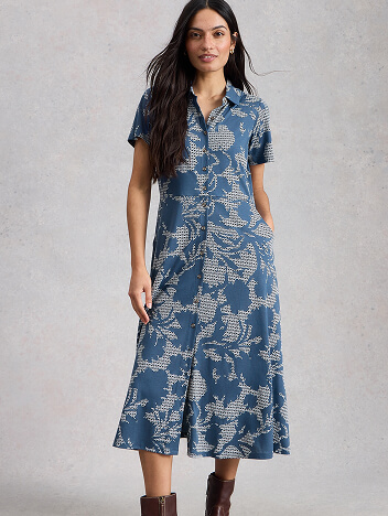 Shop Rua Jersey Collared Short Sleeve Shirt Dress
