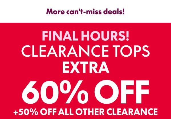 Clearance Tops 60% Off