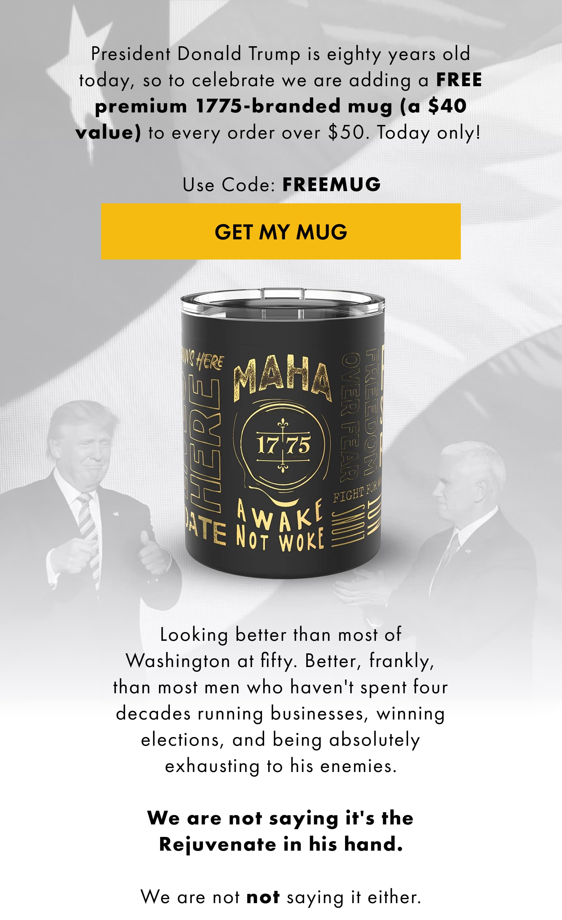 President Donald Trump is eighty years old today.  Looking better than most of Washington at fifty. Better, frankly, than most men who haven't spent four decades running businesses, winning 