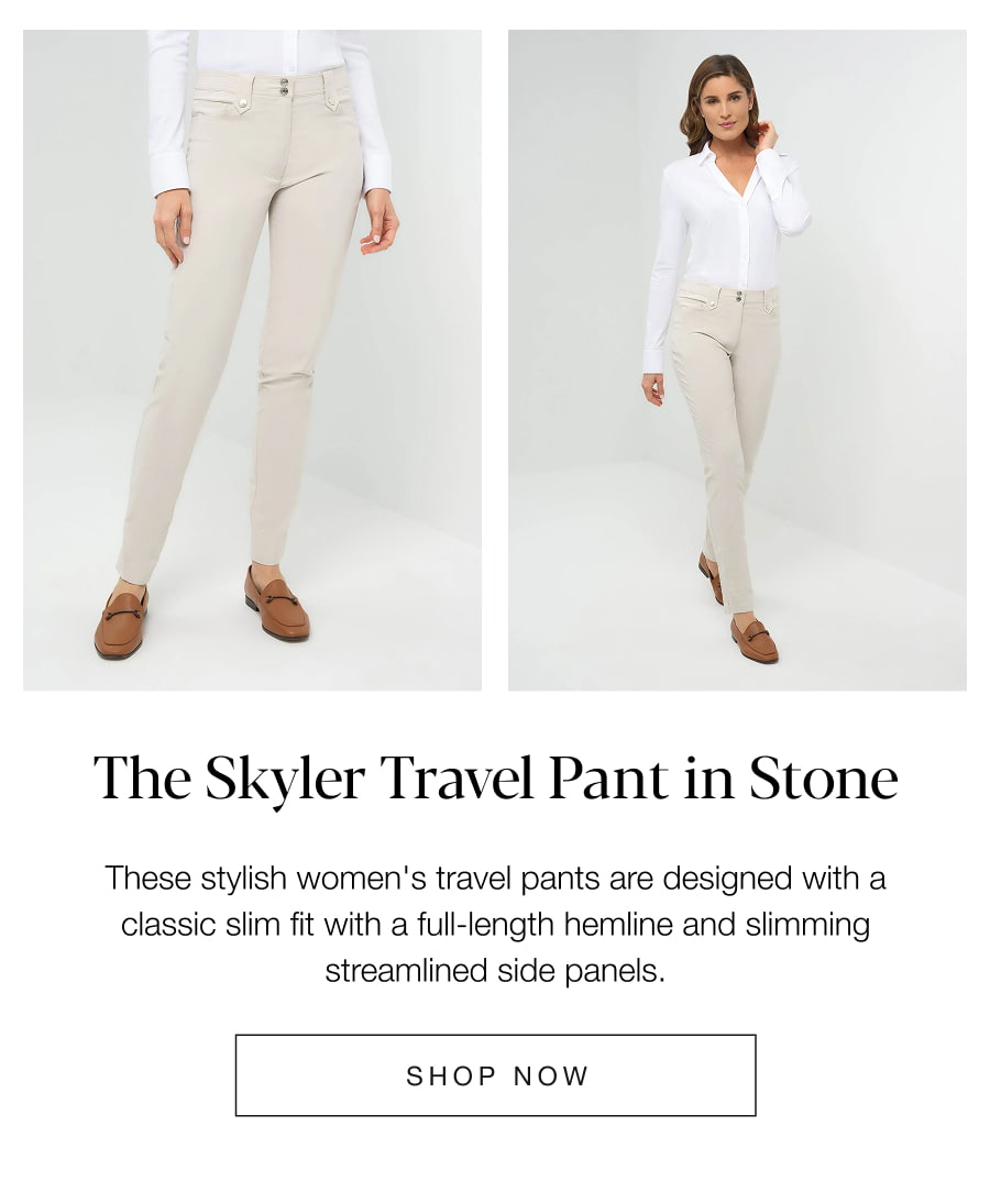 The Skyler Travel Pant in Stone