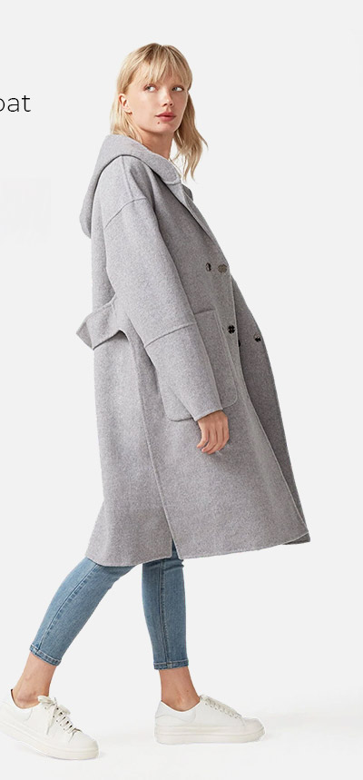 Walk This Way Wool Blend Oversized Coat - Grey